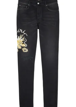Dragon Repair embroidered slim-leg jeans