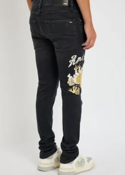 Dragon Repair embroidered slim-leg jeans