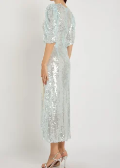 Drama sequin-embellished stretch-mesh maxi dress