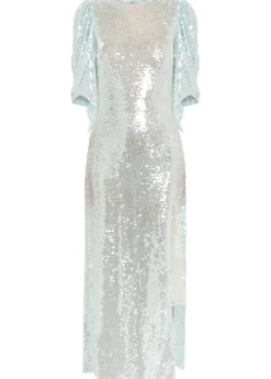 Drama sequin-embellished stretch-mesh maxi dress
