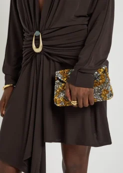 Draped asymmetric jersey midi dress