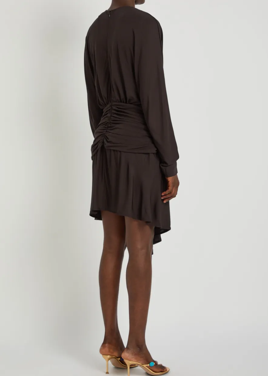 Draped asymmetric jersey midi dress