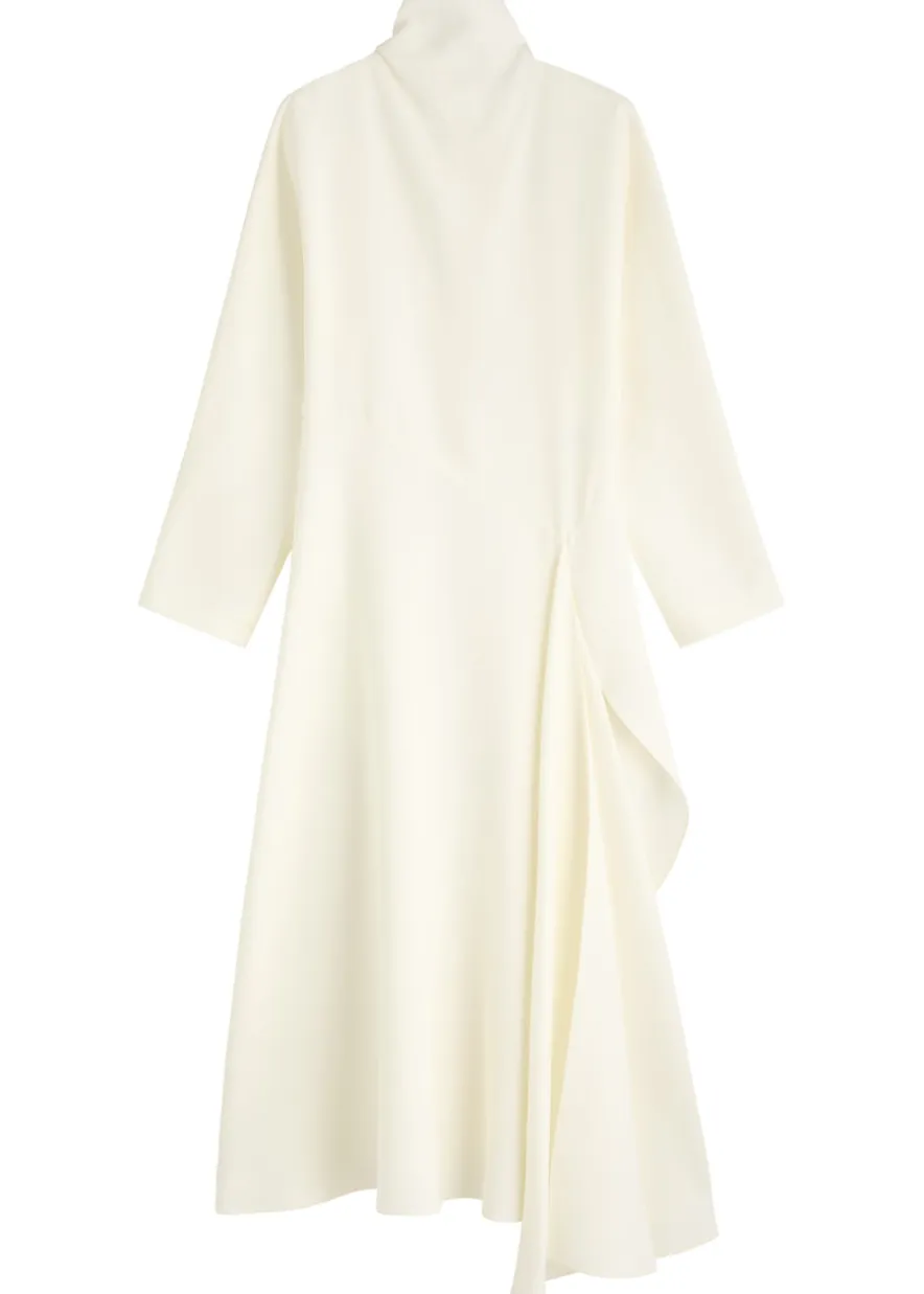 Draped asymmetric silk-blend midi dress