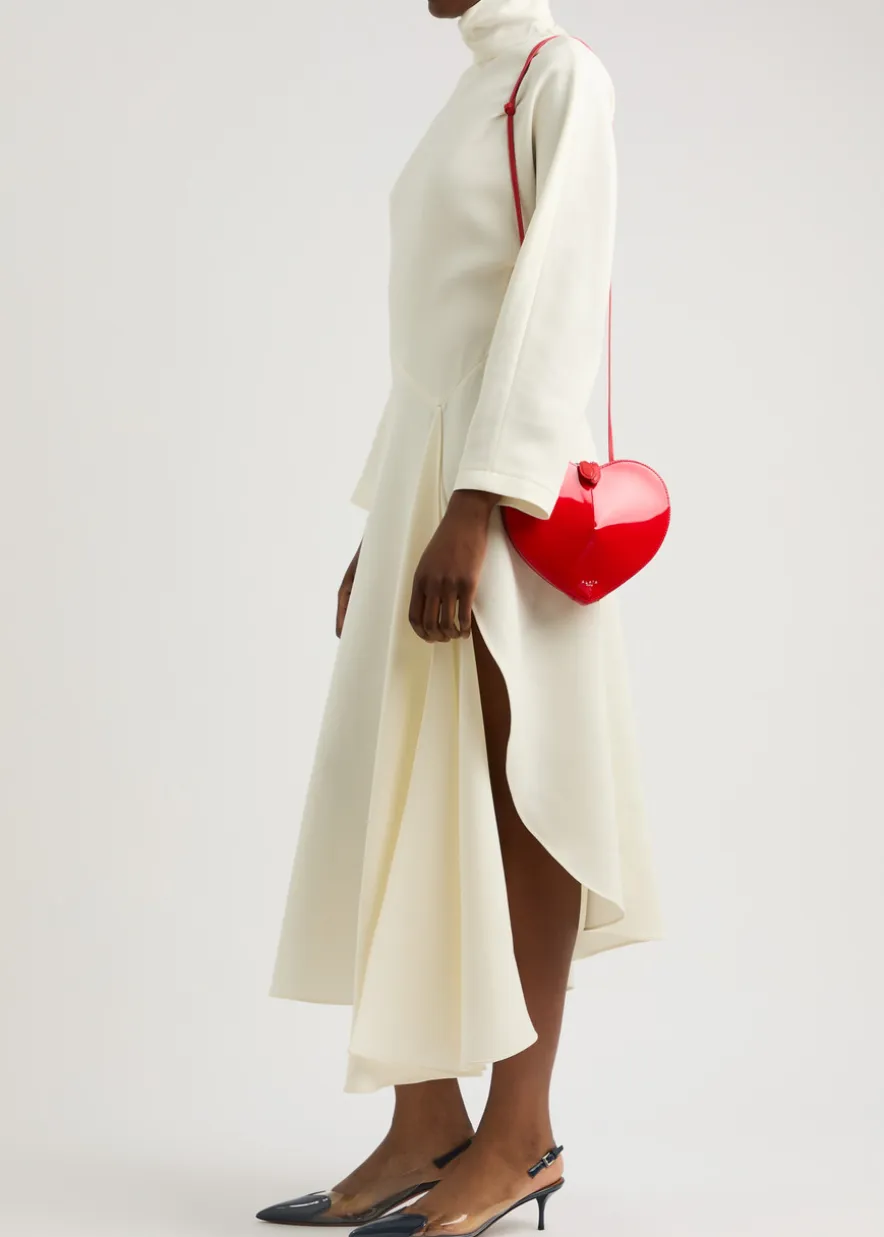 Draped asymmetric silk-blend midi dress