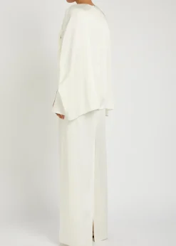 Draped cape-effect satin-crepe gown