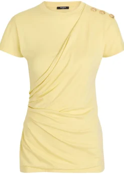 Draped cotton T-shirt
