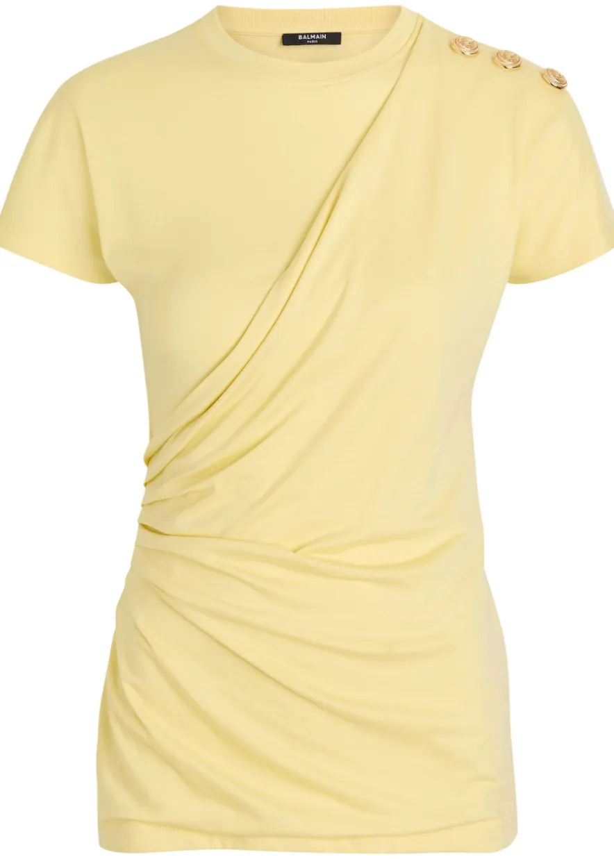 Draped cotton T-shirt