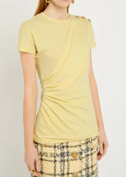 Draped cotton T-shirt