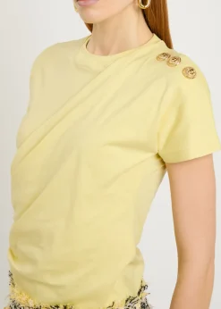 Draped cotton T-shirt