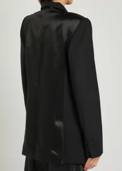 Draped double-breasted wool blazer