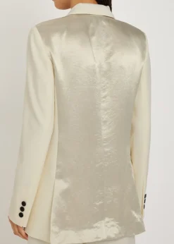 Draped double-breasted wool blazer