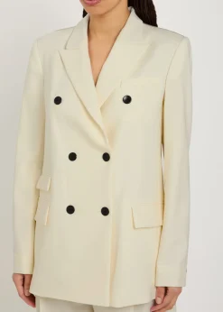 Draped double-breasted wool blazer