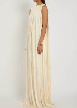 Draped gathered stretch-jersey gown