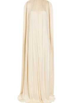 Draped gathered stretch-jersey gown