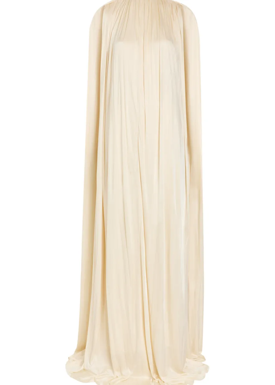 Draped gathered stretch-jersey gown