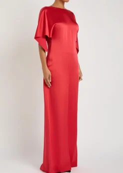 Draped satin-crepe maxi dress