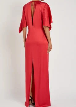Draped satin-crepe maxi dress