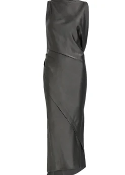 Draped satin-crepe midi dress
