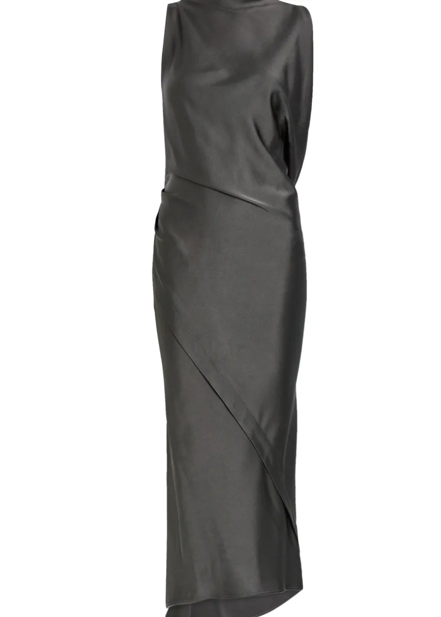 Draped satin-crepe midi dress