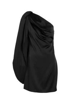 Draped satin-crepe mini dress