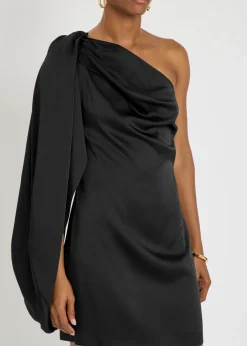 Draped satin-crepe mini dress