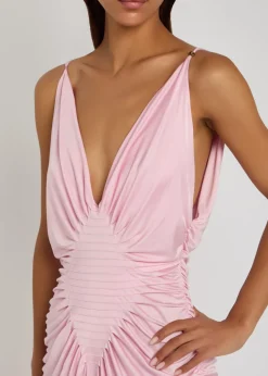 Draped satin-jersey gown