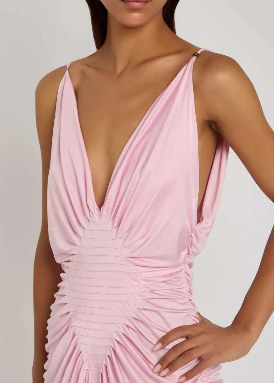 Draped satin-jersey gown