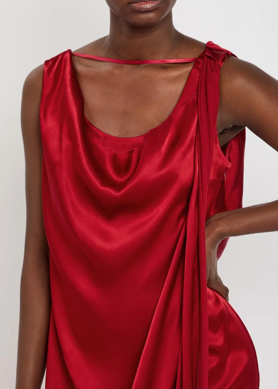 Draped satin maxi dress