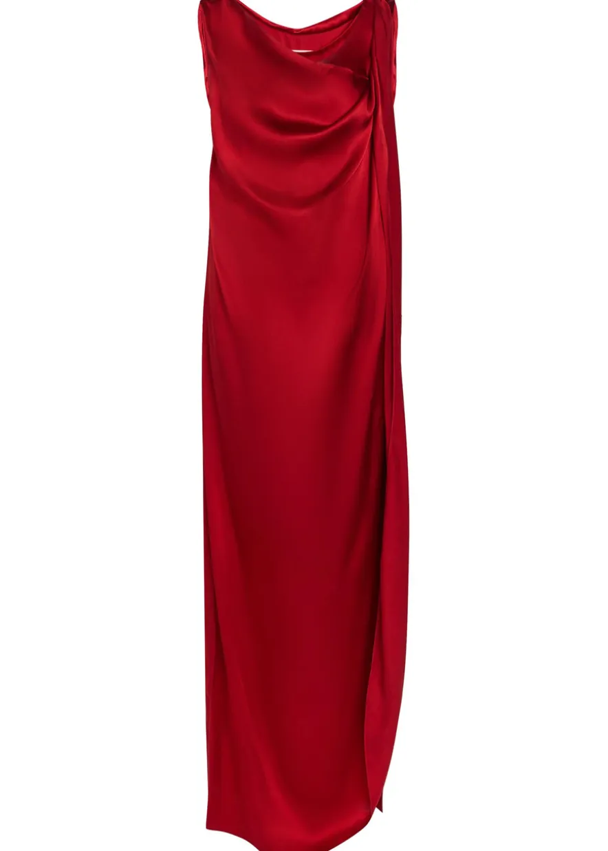 Draped satin maxi dress