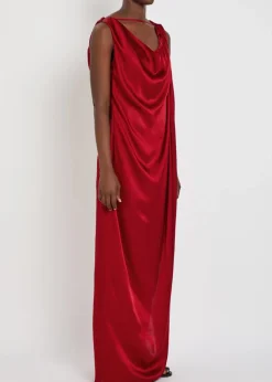 Draped satin maxi dress