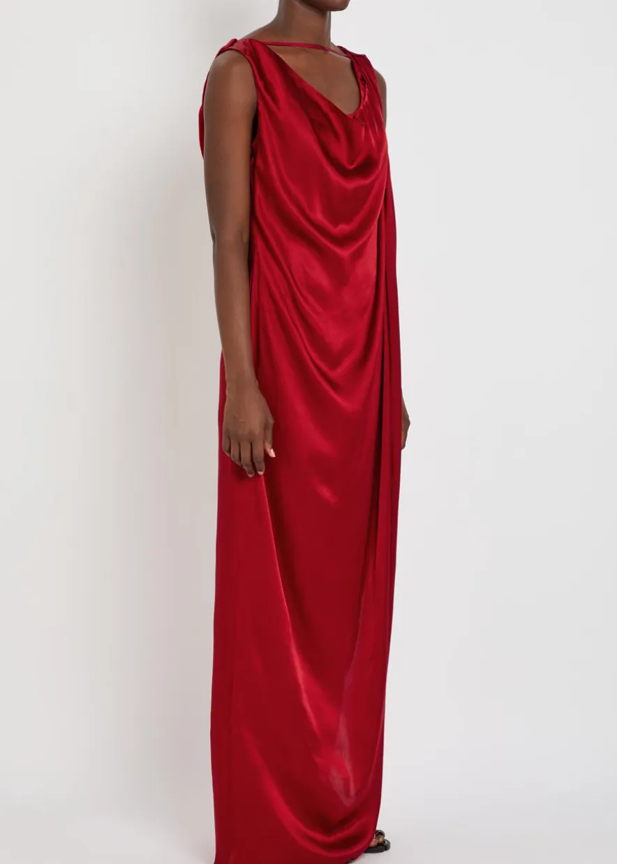 Draped satin maxi dress