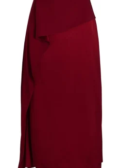 Draped satin midi skirt