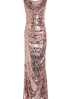 Draped sequin-embellished gown