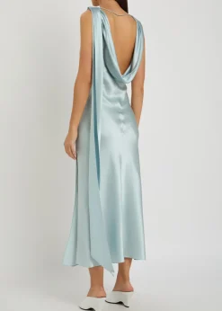 Draped silk midi dress