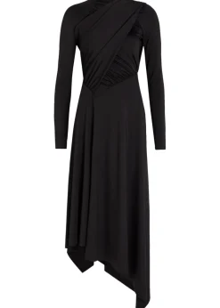 Draped stretch-jersey midi dress