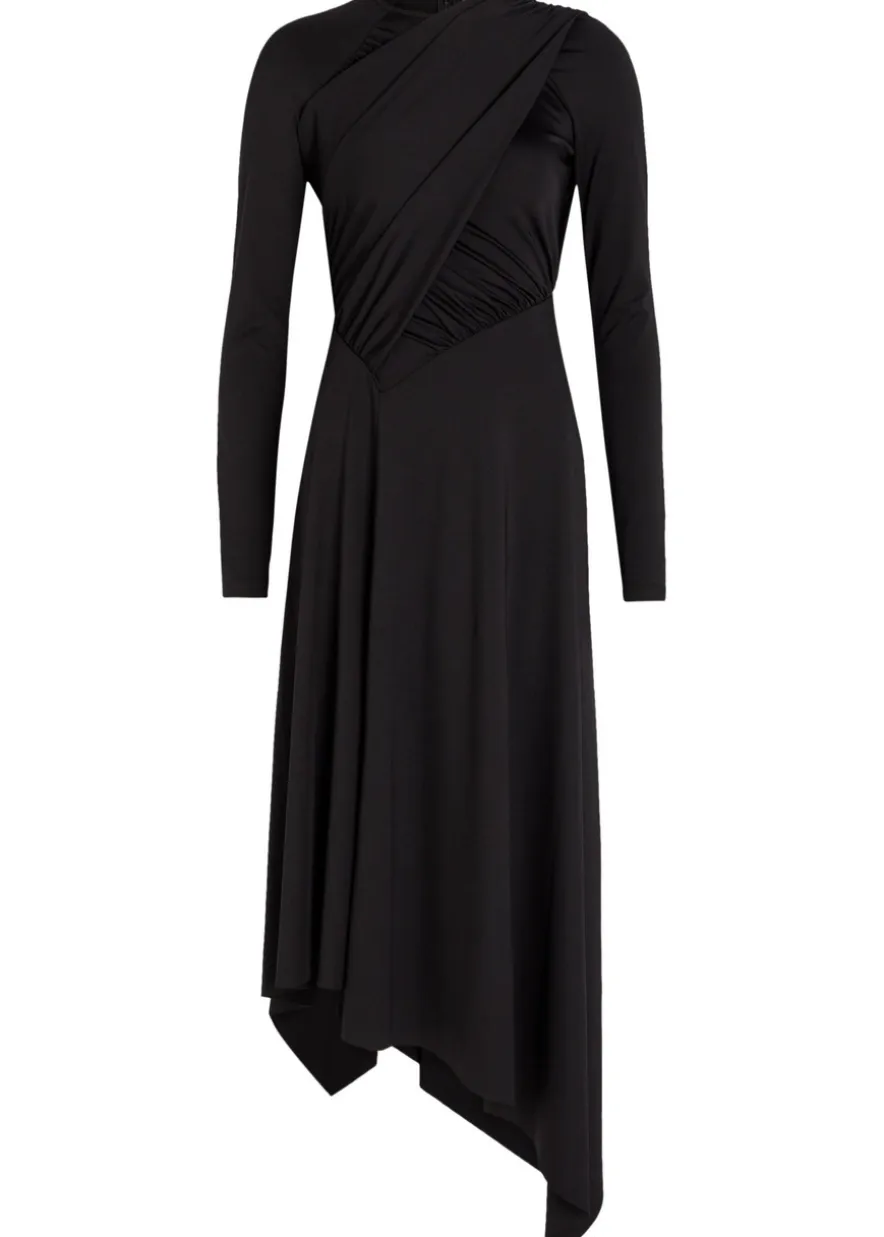 Draped stretch-jersey midi dress