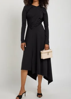 Draped stretch-jersey midi dress