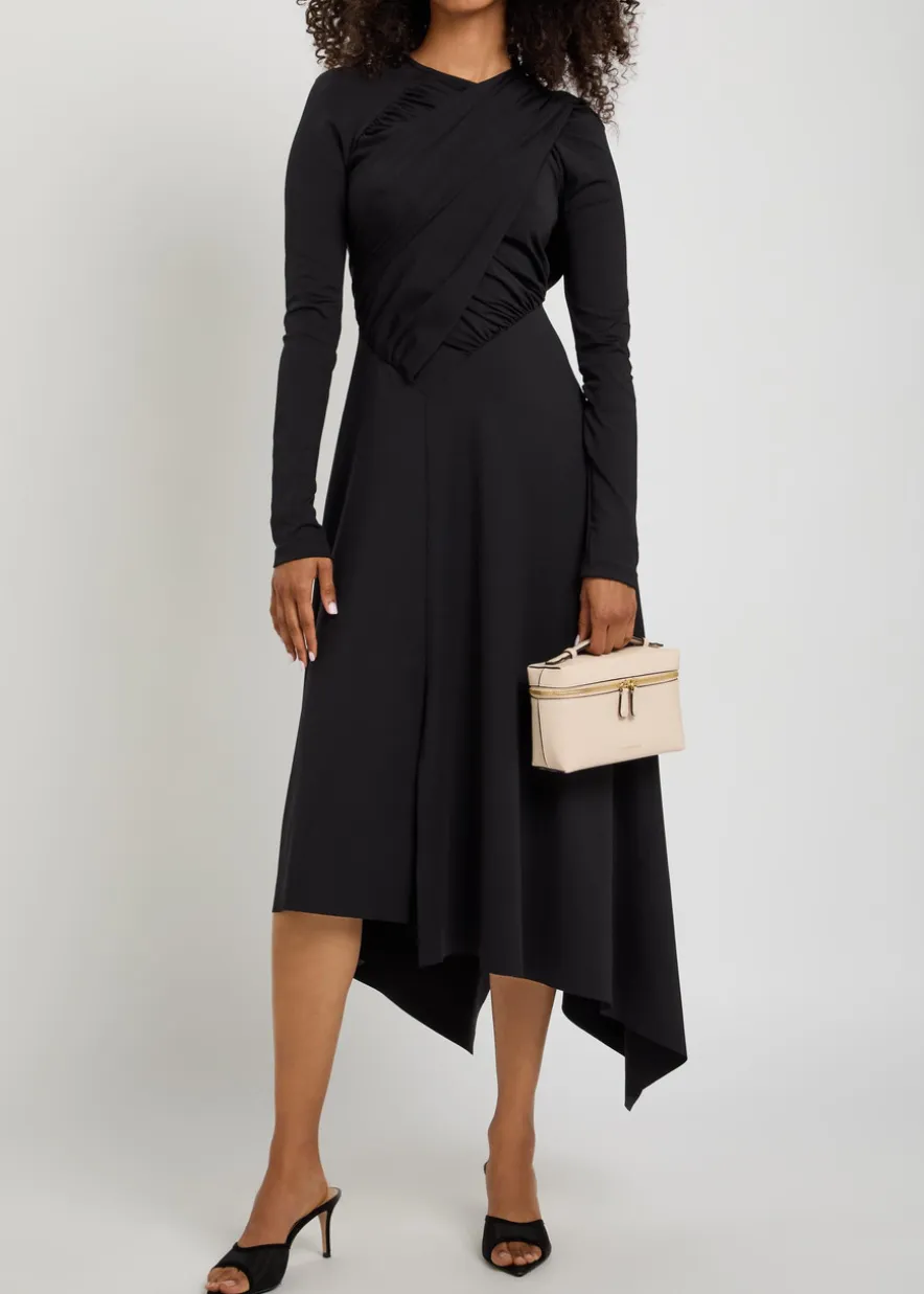 Draped stretch-jersey midi dress