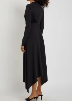 Draped stretch-jersey midi dress