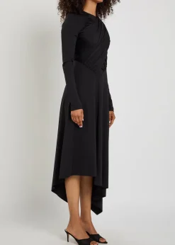 Draped stretch-jersey midi dress