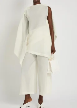 Draped wide-leg paper-blend trousers