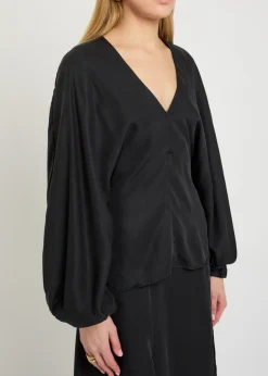 Draped woven blouse