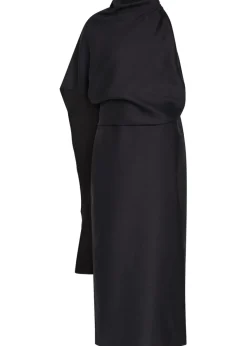 Draped woven midi dress
