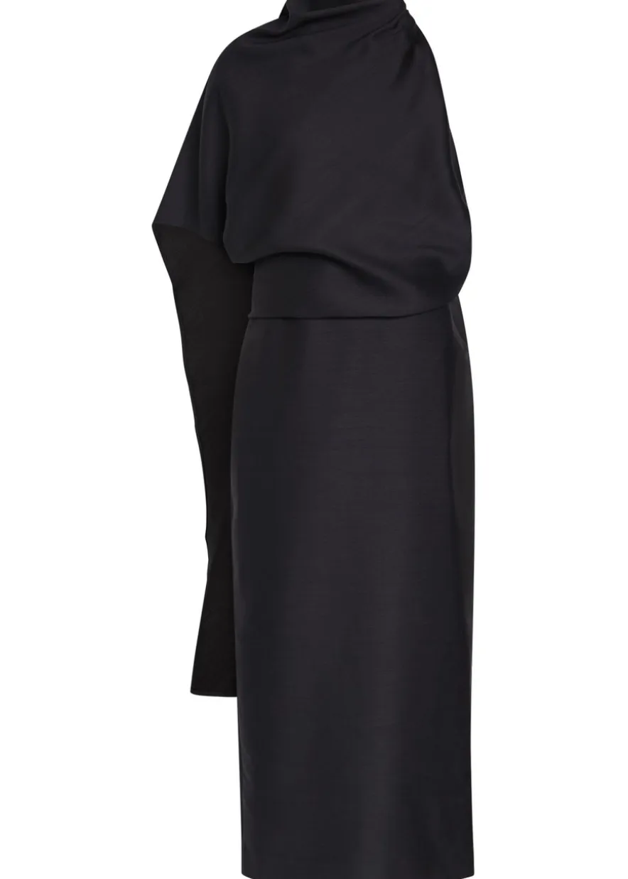Draped woven midi dress