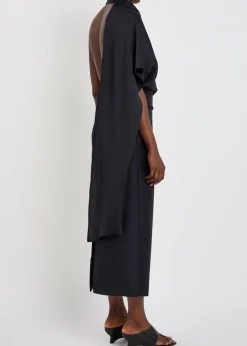 Draped woven midi dress