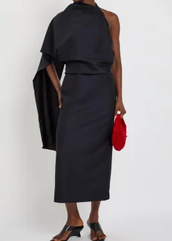 Draped woven midi dress