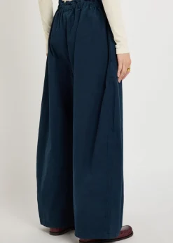Drawstring barrel-leg cotton-poplin trousers
