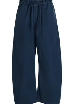 Drawstring barrel-leg cotton-poplin trousers