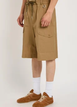 Drawstring cotton-poplin cargo shorts