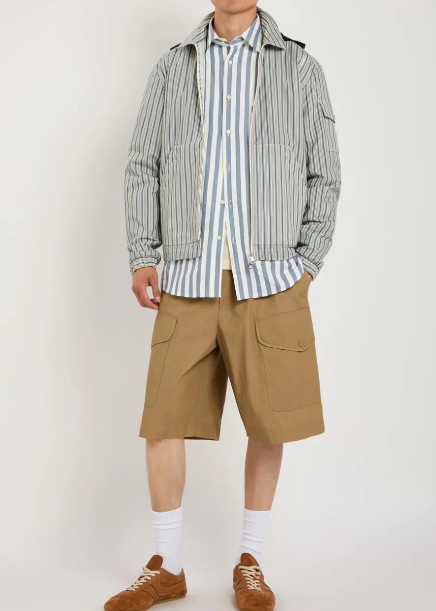 Drawstring cotton-poplin cargo shorts